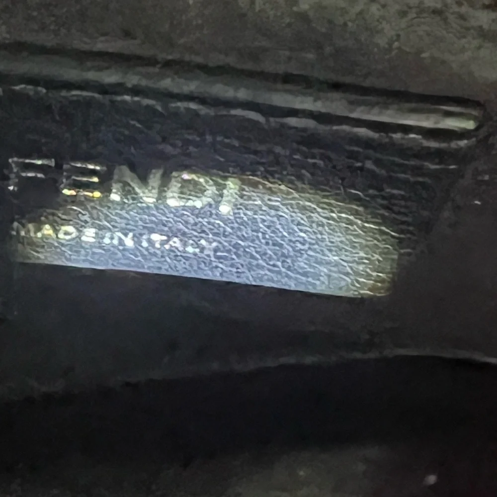 Fendi Kan l Small Bag. Black Leather with silver and leather crossbody strap. - Picture 7 of 16